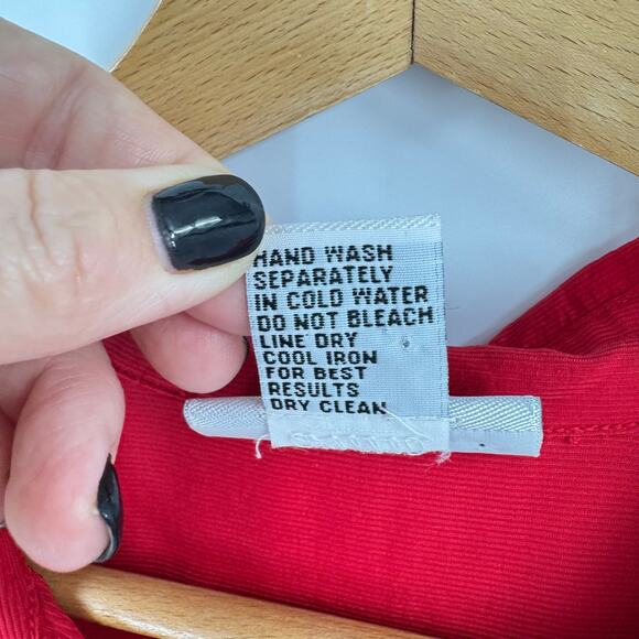 Vintage Avenue 100% Silk Red Button Down Blouse Shirt Long Sleeve 14/16 90s - Picture 4 of 6